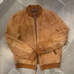 Rogue State Tan Suede Bomber Jacket (Size L)